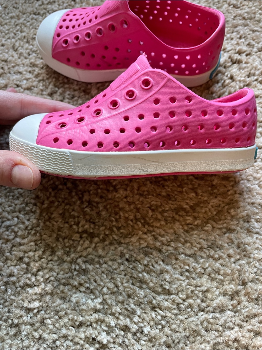 Native Shoes Kids Slip-On Water Shoes in Bright Pink with White Toe - Picture 5 of 6